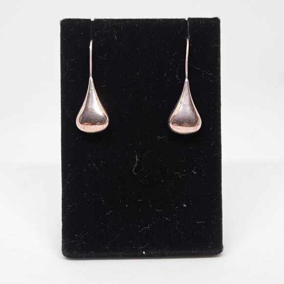 Vintage Teardrop 925 Sterling Silver Dangle Drop Earrings - Picture 1 of 5